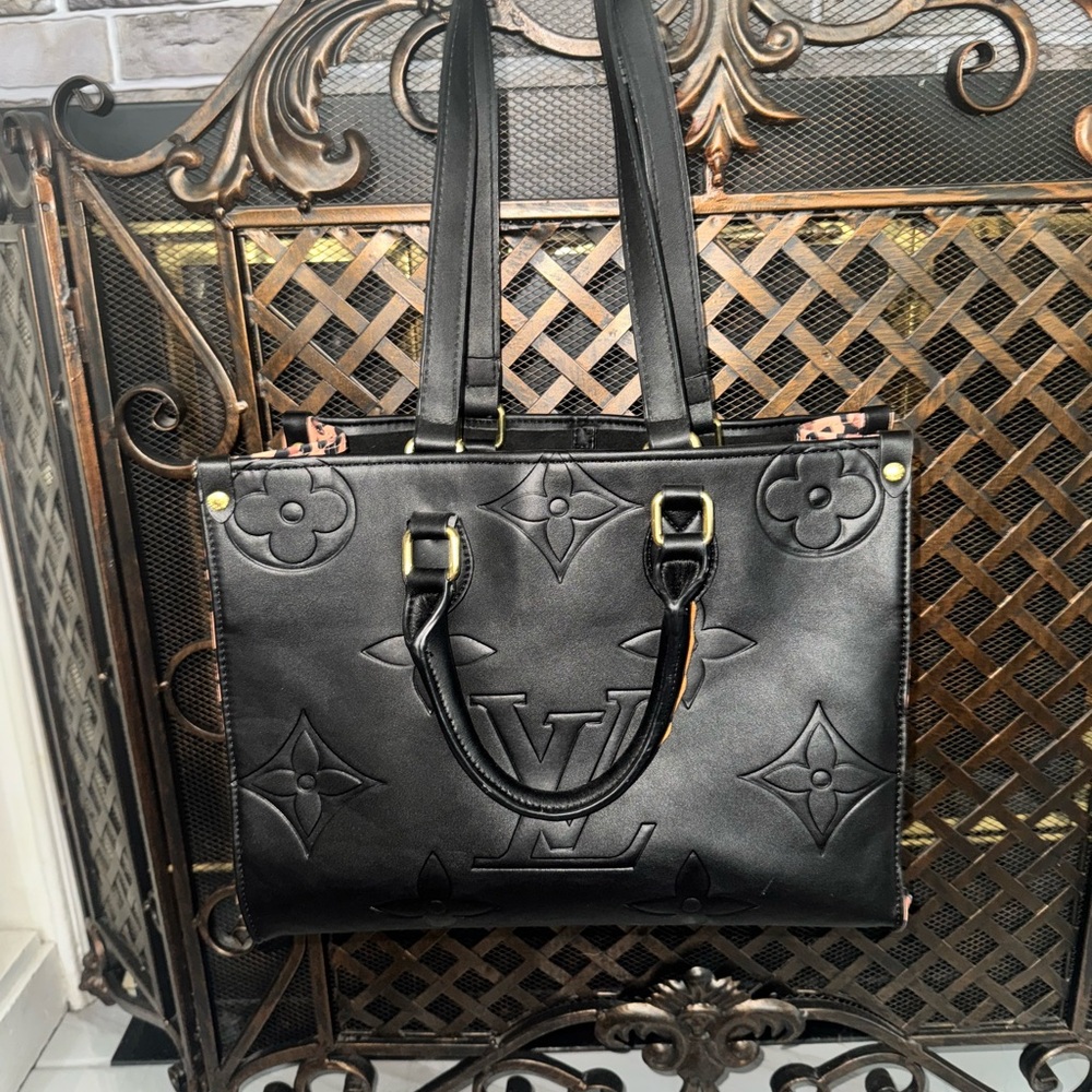 Black Embossed Monogram Bag